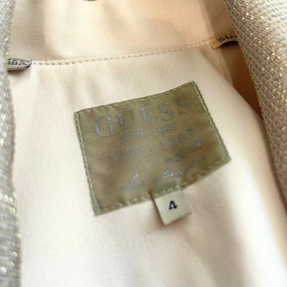 GUESS SATIN GLITTER SHAWL LAPEL BLAZER IN CHAMPAGNE - 4 - Picture 4 of 11